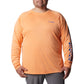 Columbia Men's PFG Terminal Tackle Long Sleeve Fishing Shirt, Bright Nectar/Vivid Blue Logo, Medium
