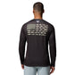 Columbia Mens Terminal Tackle PFG Fish Flag Long Sleeve, Shark/Cypress, Large