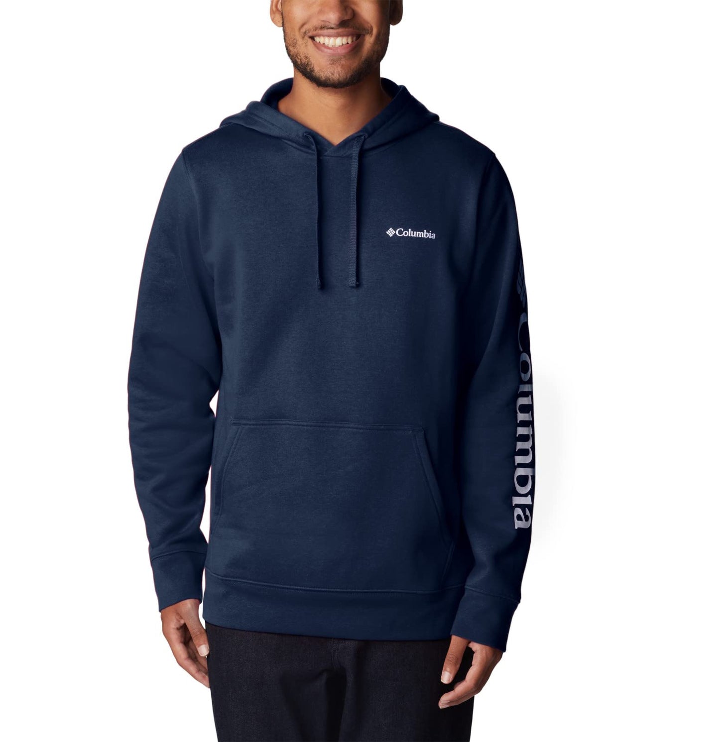 Columbia Mens Trek Long Sleeve Hoodie, Collegiate Navy/CSC Sleeve Logo, XX-Large