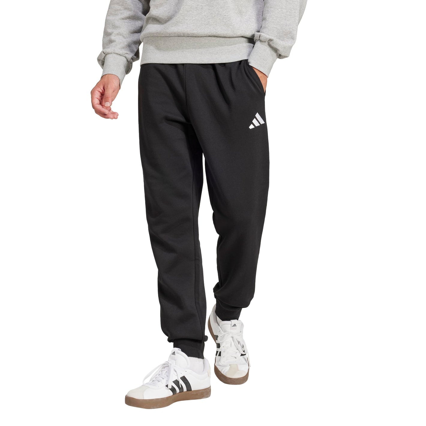 Adidas Mens Essentials Feel Cozy Fleece Sportswear Pants, Black/White, XX-Large
