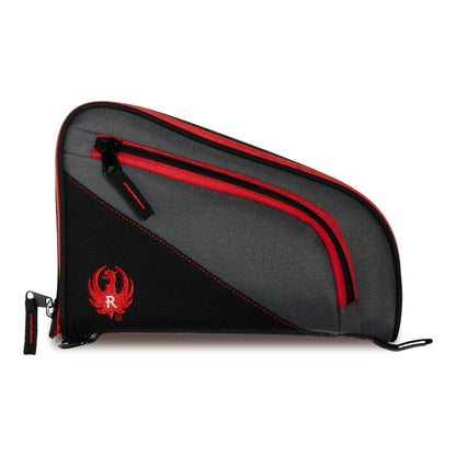 Allen Company Ruger Tucson Handgun Case - Fits Most Auto-Loaders and Revolvers with Barel Lengths up to 4" and 2" - Gun Storage Accessory with Lockable Zipper - Black/Gray/Red