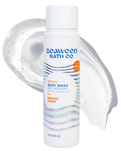 Seaweed Bath Co. Detox Body Wash - Orange Cedar - Hydrating Foaming Cleanser with Refreshing Natural Ingredients - Vegan, Paraben and Sulfate Free Shower Gel for Women and Men - 12 oz