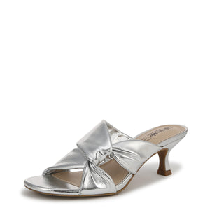 LifeStride Womens Nori Heeled Sandal Silver Faux Leather 7 M