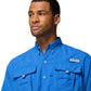 Columbia Mens PFG Bahama II Short Sleeve Fishing Shirt, Vivid Blue, Small