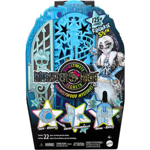 Monster High Skulltimate Secrets Doll and Accessories Set, Hauntlywood Mysteries Frankie Stein with Reveal Closet & 19+ Glam Surprises Like Doll Clothes