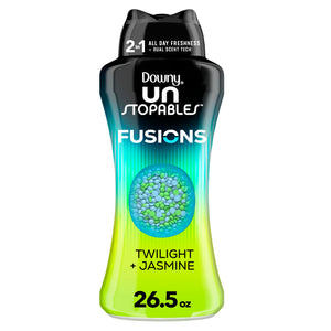 Downy Unstopables Fusions Scent Duos Laundry Scent Booster Beads, Twilight and Jasmine Scent, 26.5 OZ, 24hr non-stop freshness with 2 in 1 dual scent laundry scent beads