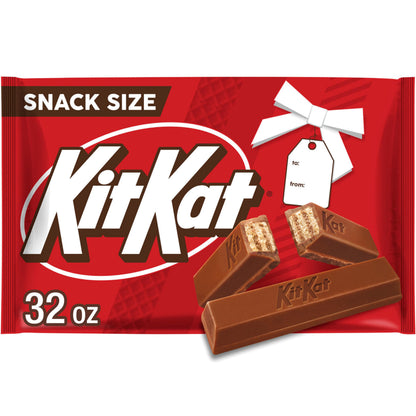 KIT KAT Milk Chocolate Wafer Snack Size, Christmas Candy Bag, 32 oz