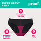 Proof. by Always Brief, Super Heavy Absorbency Period Underwear for Women - Holds up to 7 Regular Tampons - Washable Leakproof Period Panties - 2XL, Black