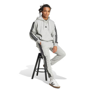 adidas Men's Essentials 3-Stripes Fleece Pants, Medium Grey Heather/Black, Small