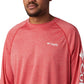 Columbia Men’s PFG Terminal Tackle Heather Long Sleeve Shirt, Sun Protection, Red Spark Heather/White Logo,Medium