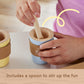 Fisher-Price Wood Pretend Play Toy Coffee to Go Café Set, 15-Piece Wooden Playset with Cups & Food for Preschool Kids Ages 3+ Years