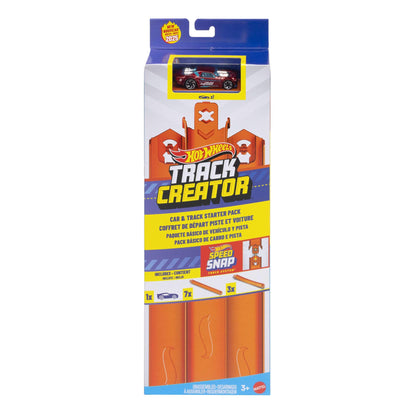 Hot Wheels Track Creator Starter Pack with 1:64 Scale Die-Cast Toy Vehicle, 10 Feet of Speed Snap Flex & Molded Tracks & 2 Adaptors