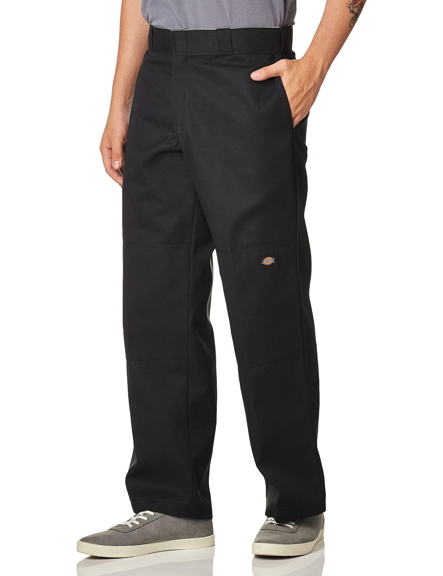 Dickies Men's Loose Fit Double Knee Work Pants – Durable Twill Utility Trousers for Construction & Warehouse, Charcoal Grey, 42W x 34L