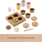 Fisher-Price Wood Pretend Play Toy Coffee to Go Café Set, 15-Piece Wooden Playset with Cups & Food for Preschool Kids Ages 3+ Years