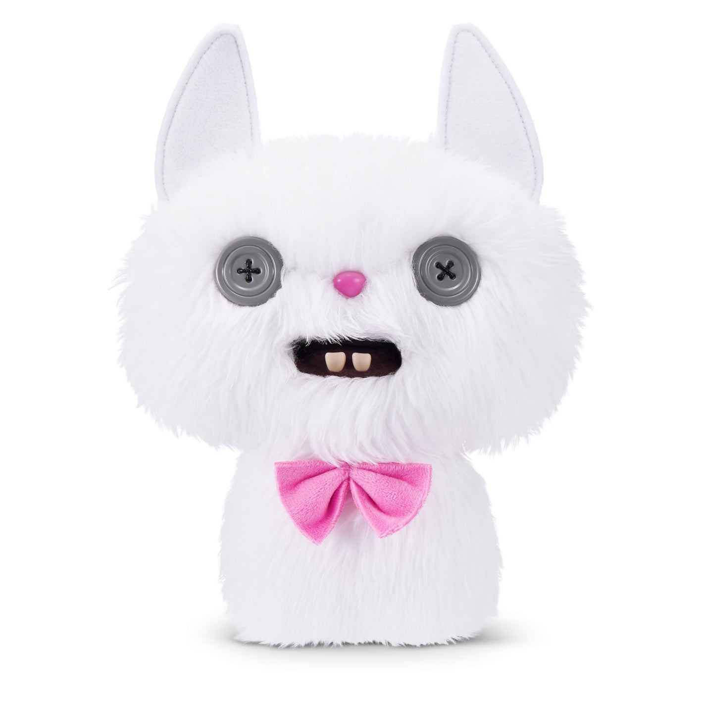 Fuggler Alley Cats 9-Inch Plush Toy (Cheezee) White by ZURU – Funny Ugly Monster Stuffed Animal with Human-Like Teeth, Collectible Plush for Kids, Tweens, Teens, Adults & Cat-Loving Weirdos