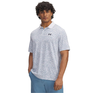 Under Armour Men's Matchplay Printed Golf Polo White/Blue Smoke/Midnight Navy Large