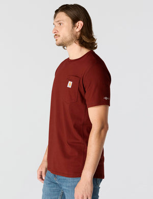 Carhartt Men's Force Relaxed Fit Midweight Short-Sleeve Pocket T-Shirt, Dark Spice Red Heather, Medium