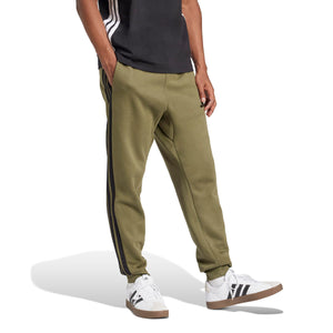 adidas Men's Essentials 3-Stripes Fleece Pants, Olive Strata/Black, Small