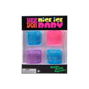 Schylling NeeDoh Nice Ice Baby 4 Pack - Sensory Squeeze Toy - 1.5" Cube - Colors May Vary