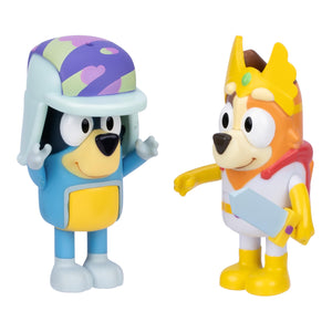 Bluey Fairytale Action Figure Set of 2, Articulated Character Toys with Superhero Chilli and Retro Hat Bandit, Small Action Figures for Kids Ages 3+