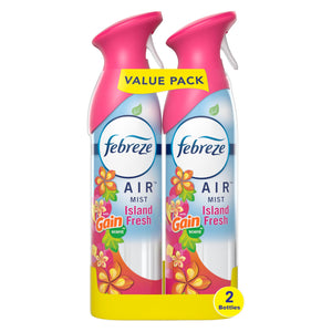 Febreze Air Mist Air Freshener Spray, Odor-Fighting Room Spray, Air Fresheners for Home and Bathroom and Kitchen, Aerosol Can, Gain Island Fresh Scent, 8.8oz, (Pack of 2)