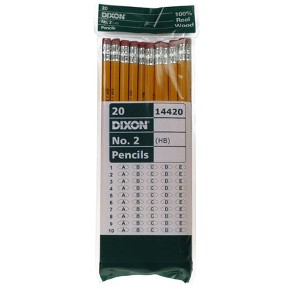 Dixon No. 2 Yellow Pencils, Wood-Cased, Black Core, 20-Pack (14420)