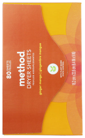 Method Dryer Sheets, Ginger Mango, 80 Sheets