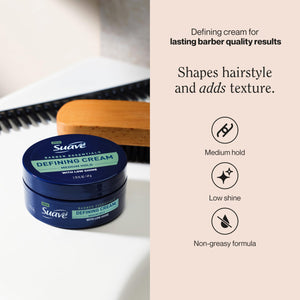 Suave Hair Cream Barber Essentials Defining Cream for Men, Medium Hold and Low Shine, Long-Lasting Barber Quality Results, 1.75 oz