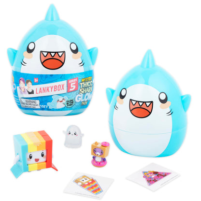 LankyBox Mystery Thicc Shark Glow Pack Mystery Thicc Shark Glow Pack with 5 Exciting Toys to Discover Inside, Officially Licensed LankyBox Merch