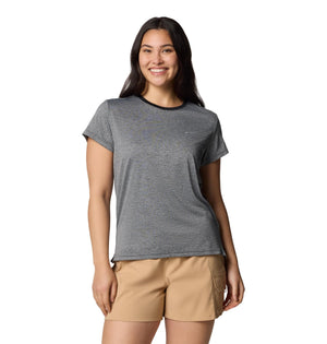 Columbia Women's BlueVista Hill Short Sleeve Crew, Black Heather, Small