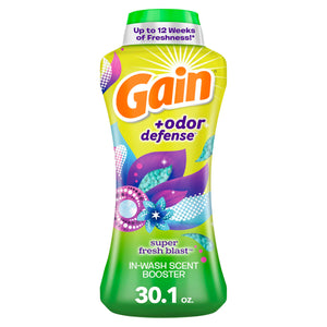 Gain Odor Defense In-wash Scent Booster, Super Fresh Blast scent, 30.1 OZ, 2 in 1 Freshness plus Odor Protection, laundry scent beads