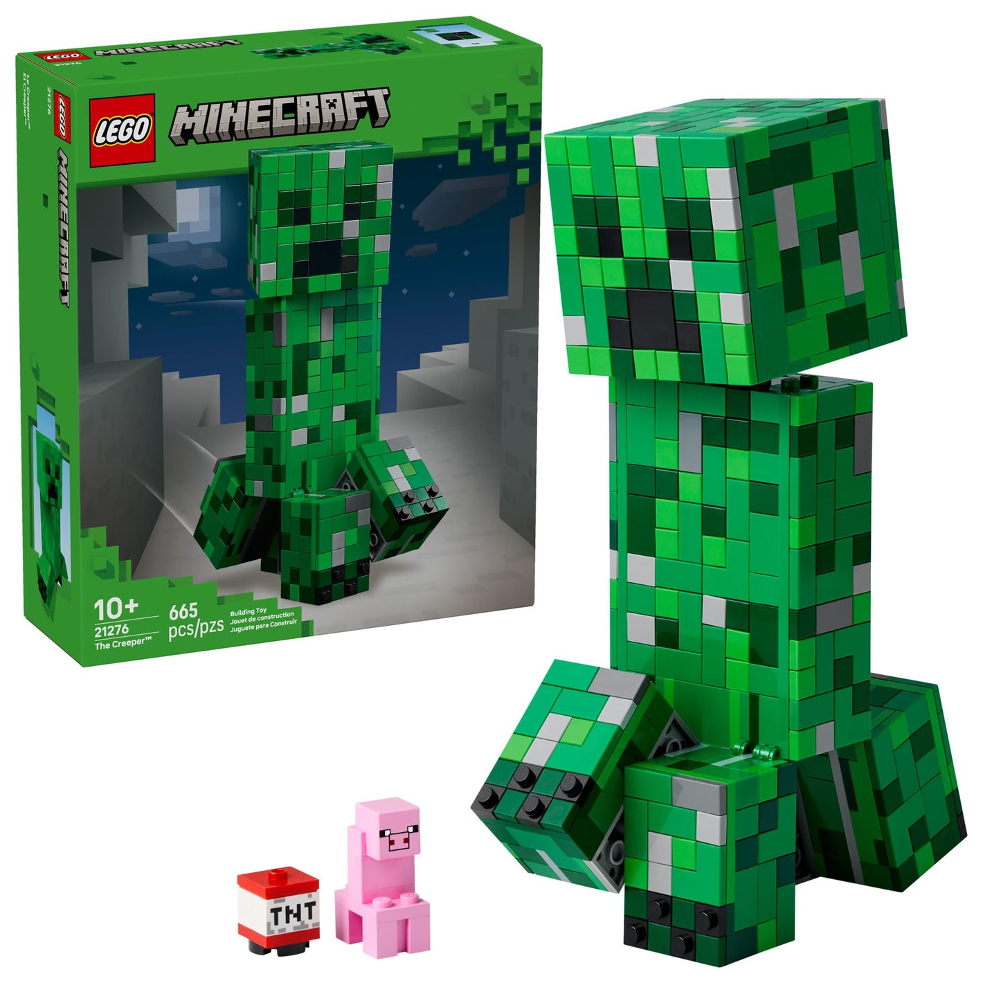LEGO Minecraft The Creeper Kids Building Toy - Minecraft Toy for Boys & Girls, Ages 10+ - Room Decor for Gamers -W/ 1st Version Minifigure - Gift for Birthdays - 21276