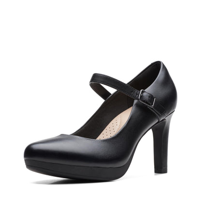 Clarks womens Ambyr Shine Pump, Black Leather, 9 US