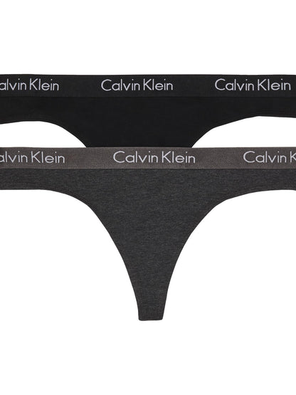 Calvin Klein Motive Cotton Multipack Thong Panty Charcoal Heather/Black