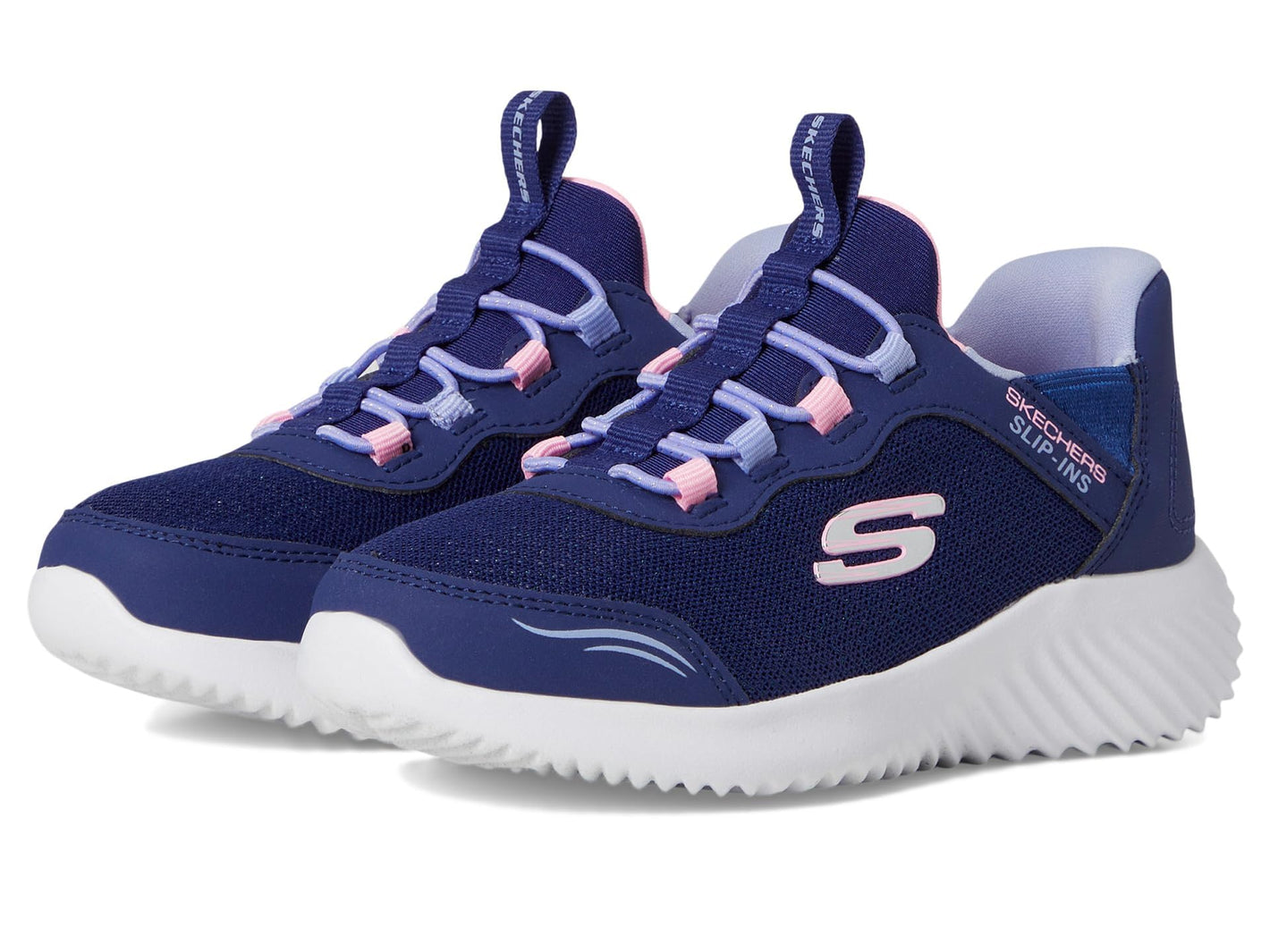 Skechers Kids Girls Bounder - Simple Cute Sneaker, Navy, 3 Little Kid