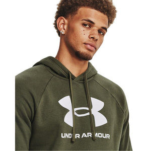 Under Armour Men's Rival Fleece Logo Hoodie, (390) Marine OD Green / / White, X-Large