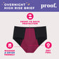 Proof. by Always High Rise Brief, Overnight Absorbency Period Underwear for Women - Holds up to 9 Regular Tampons - Washable Leakproof Period Panties - 2XL, Black