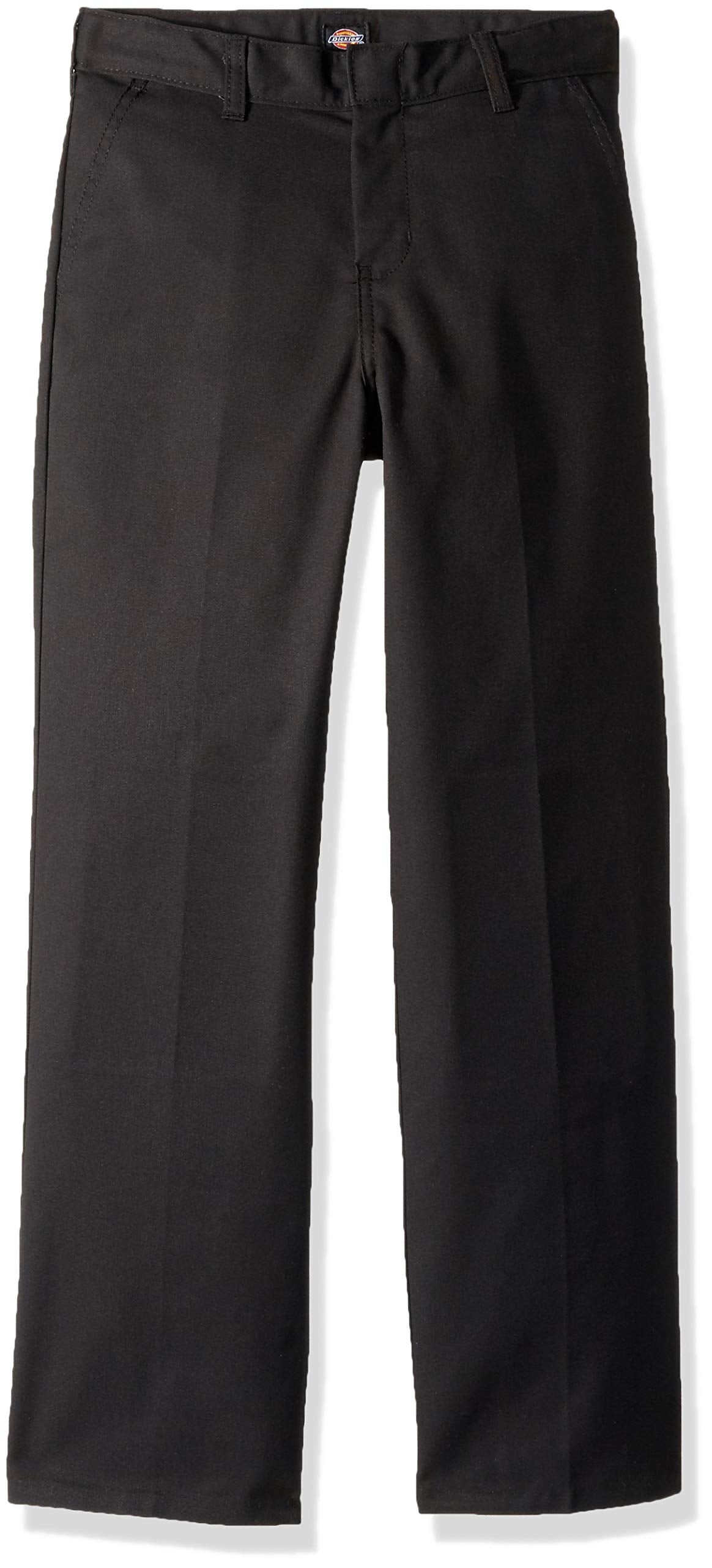 Dickies Boy's Flexwaist Flat Front Straight Leg School Uniform Pants – Adjustable Uniform Trousers for Schoolwear, Black, 10 Husky