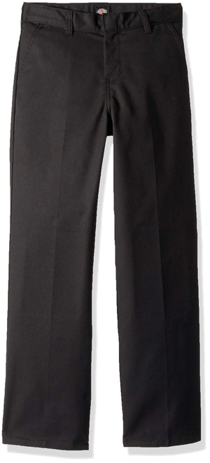 Dickies Boy's Flexwaist Flat Front Straight Leg School Uniform Pants – Adjustable Uniform Trousers for Schoolwear, Black, 10 Husky