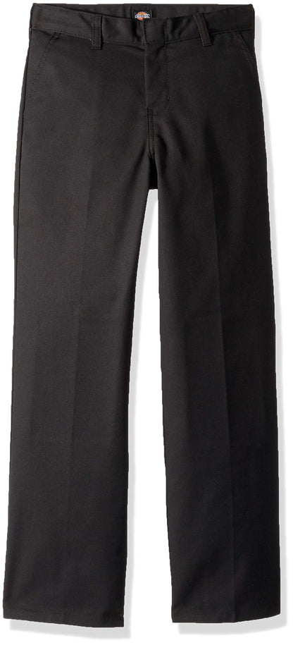Dickies Boy's Flexwaist Flat Front Straight Leg School Uniform Pants – Adjustable Uniform Trousers for Schoolwear, Black, 10 Husky