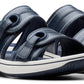 Clarks Women's Breeze Maye Slide Sandal, Navy Synthetic, 5
