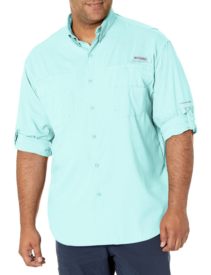 Columbia Mens PFG Tamiami Long Sleeve Fishing Shirt, Gulf Stream, Small