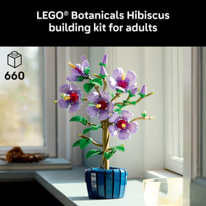 LEGO Botanicals Hibiscus Flower Building Set - Artificial Plant & Flower Building Blocks for Women & Men, Ages 18+ - Home, Office Decor Gift Idea - 10372