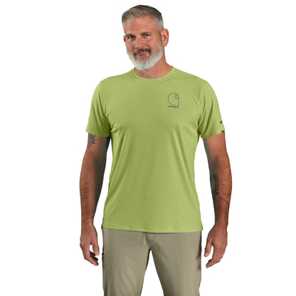 Carhartt Men's Standard Force Sun Defender Lightweight Short-Sleeve Logo Graphic T-Shirt, Algae Green, Medium