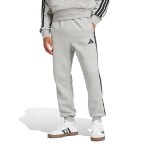 adidas Men's Essentials 3-Stripes Fleece Pants, Medium Grey Heather/Black, Small