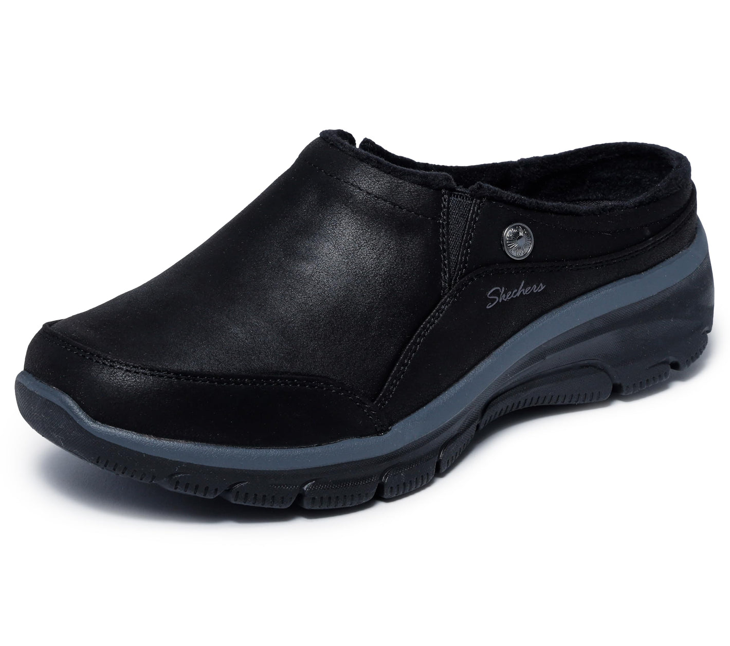 Skechers Women's Easy Going-Latte 2 Mule, Black, 7