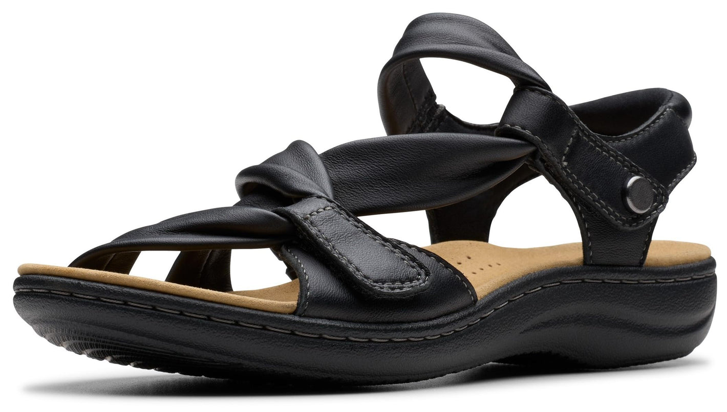 Clarks Women's Laurieann Bell Sandal, Black Leather, 9