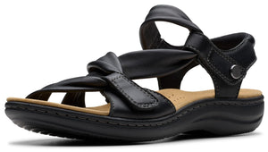 Clarks Women's Laurieann Bell Sandal, Black Leather, 9