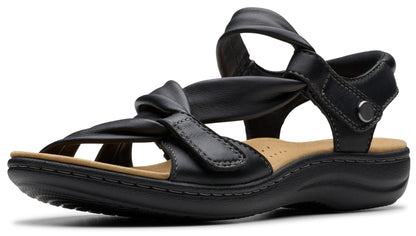 Clarks Women's Laurieann Bell Sandal, Black Leather, 9