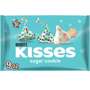 HERSHEY'S KISSES Sugar Cookie Flavored, Christmas Candy Bag, 9 oz